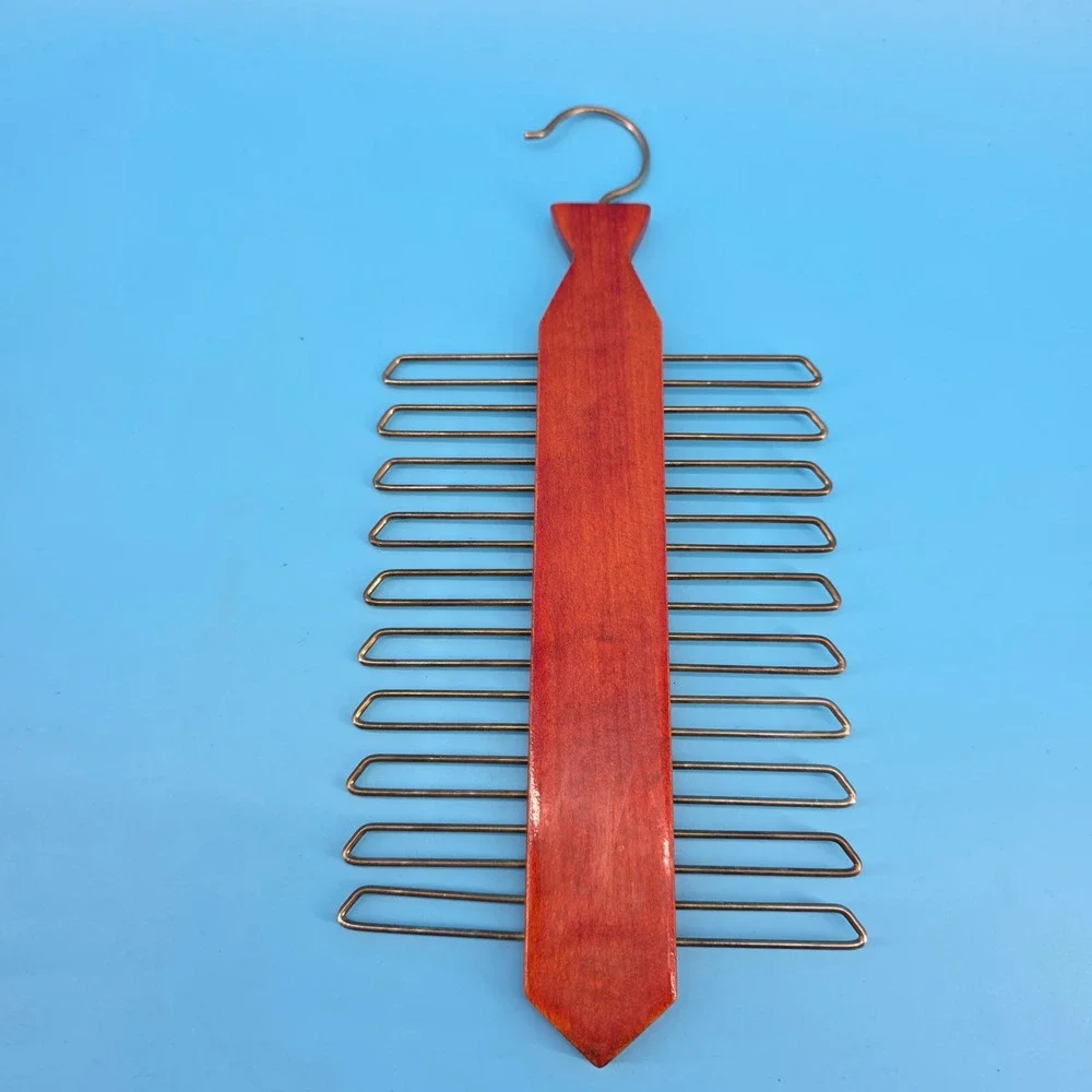 The Tie Rack Vintage Wooden Tie Hanger Organizer Mahogany Finish 20 Hook Holder
